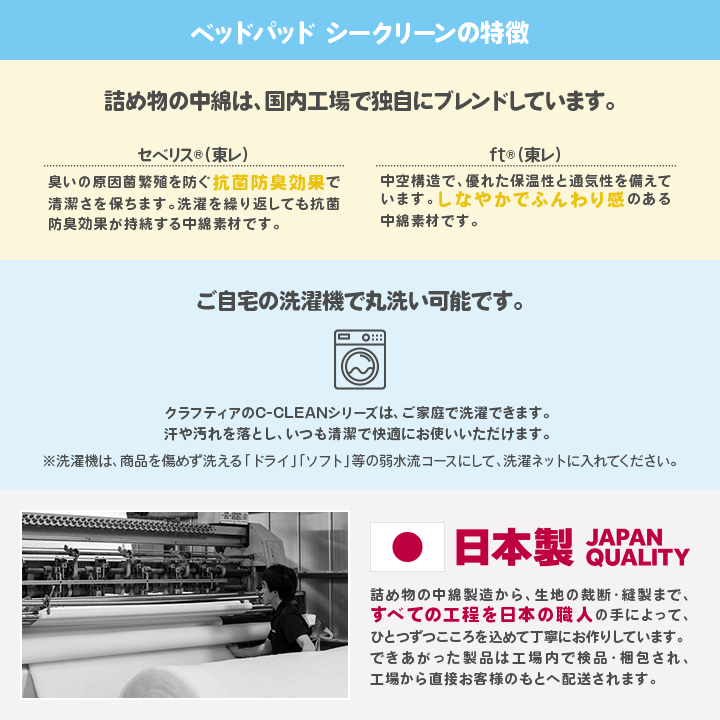 ベッドパッド シークリーンの特徴
